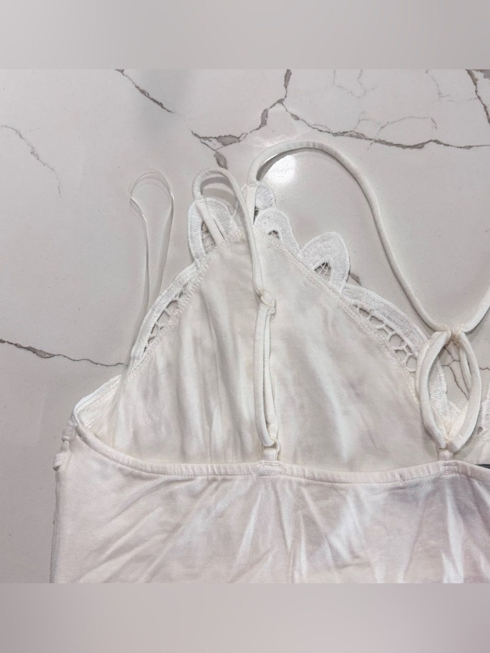 Boston Proper White Lace-Detail Double Adjustable Spaghetti Straps Tank Top L - Picture 8 of 15